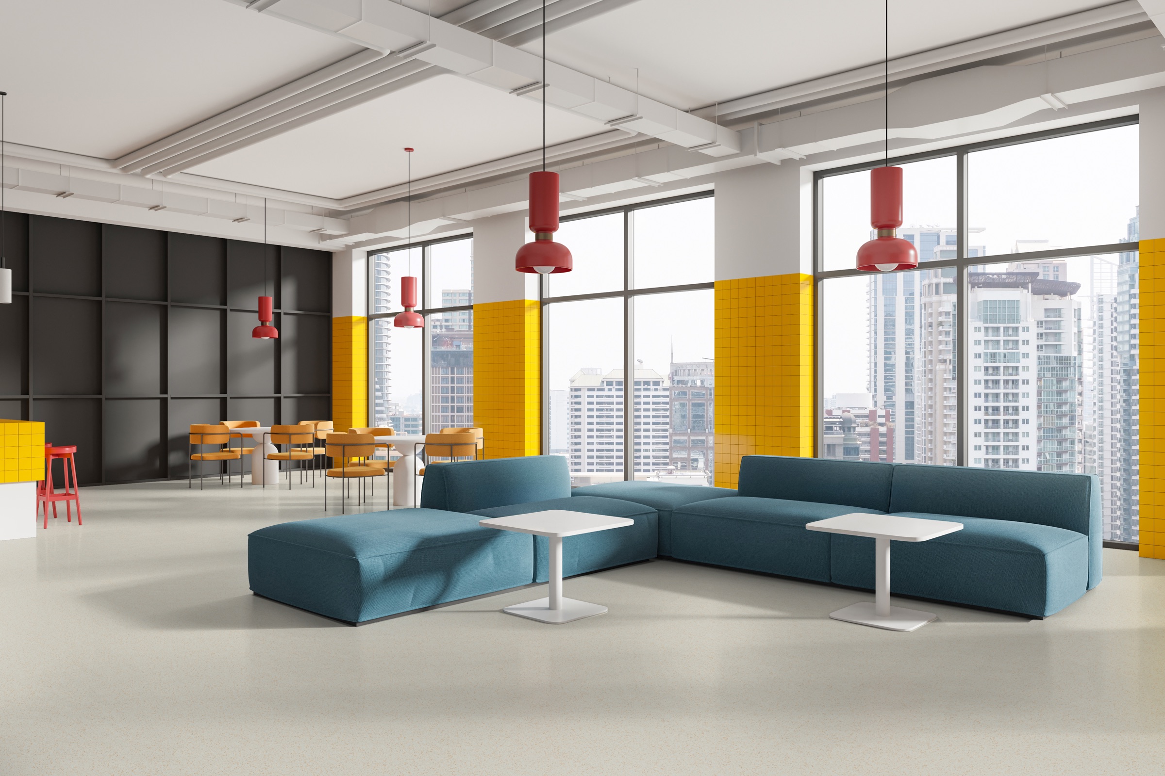 Sustain Nitria Cork Flooring in a corporate hospitality lounge environment. CR4024 Sterling