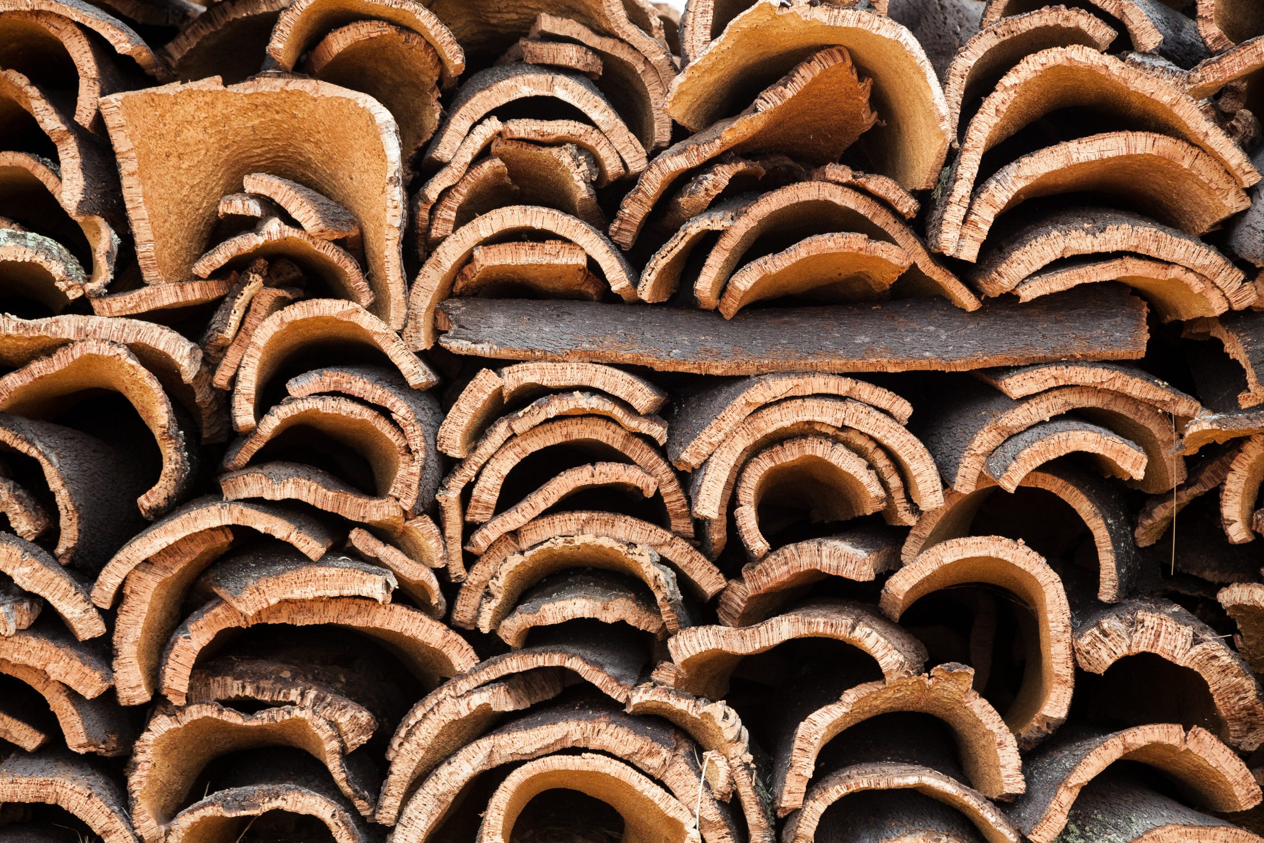 Natural and sustainable stacked cork bark
